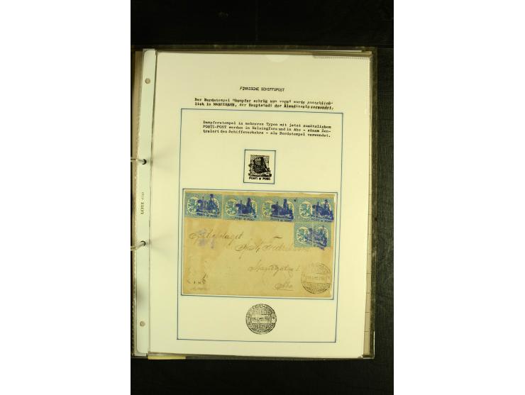 1888/1975, interessante Sammlung  "Finnische Postdampfer-Stempel" mit über 40 Briefen und Karten sowie einigen Briefstücken u