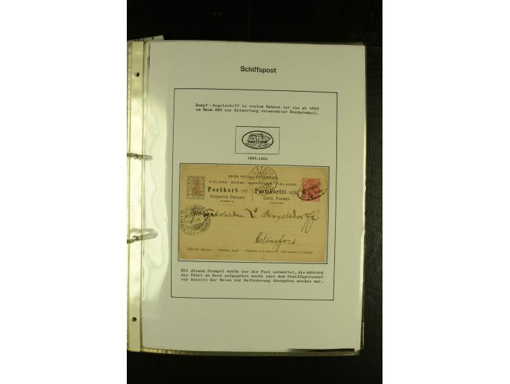 1888/1975, interessante Sammlung  "Finnische Postdampfer-Stempel" mit über 40 Briefen und Karten sowie einigen Briefstücken u
