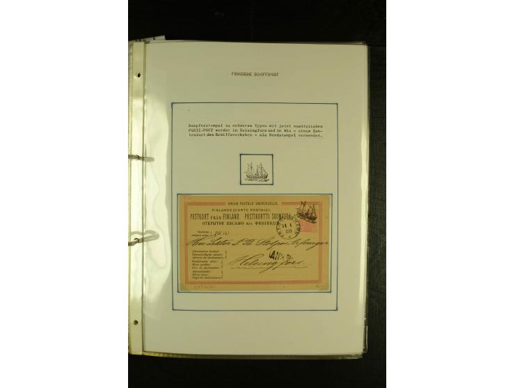 1888/1975, interessante Sammlung  "Finnische Postdampfer-Stempel" mit über 40 Briefen und Karten sowie einigen Briefstücken u