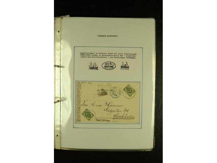 1888/1975, interessante Sammlung  "Finnische Postdampfer-Stempel" mit über 40 Briefen und Karten sowie einigen Briefstücken u