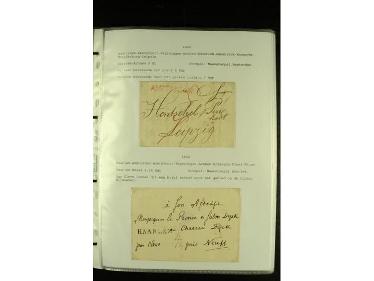 1790/1866, Sammlung "Auslandspost nach bzw. von Holland" mit ca. 90 Vorphila- und markenlosen Briefen auf Albenblättern mit B