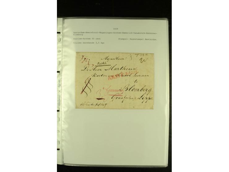 1790/1866, Sammlung "Auslandspost nach bzw. von Holland" mit ca. 90 Vorphila- und markenlosen Briefen auf Albenblättern mit B