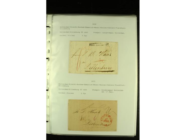 1790/1866, Sammlung "Auslandspost nach bzw. von Holland" mit ca. 90 Vorphila- und markenlosen Briefen auf Albenblättern mit B
