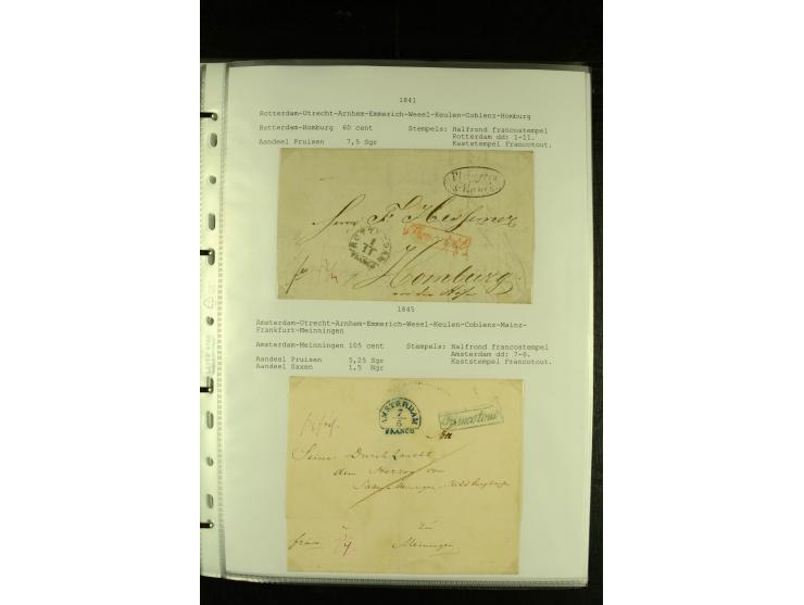 1790/1866, Sammlung "Auslandspost nach bzw. von Holland" mit ca. 90 Vorphila- und markenlosen Briefen auf Albenblättern mit B