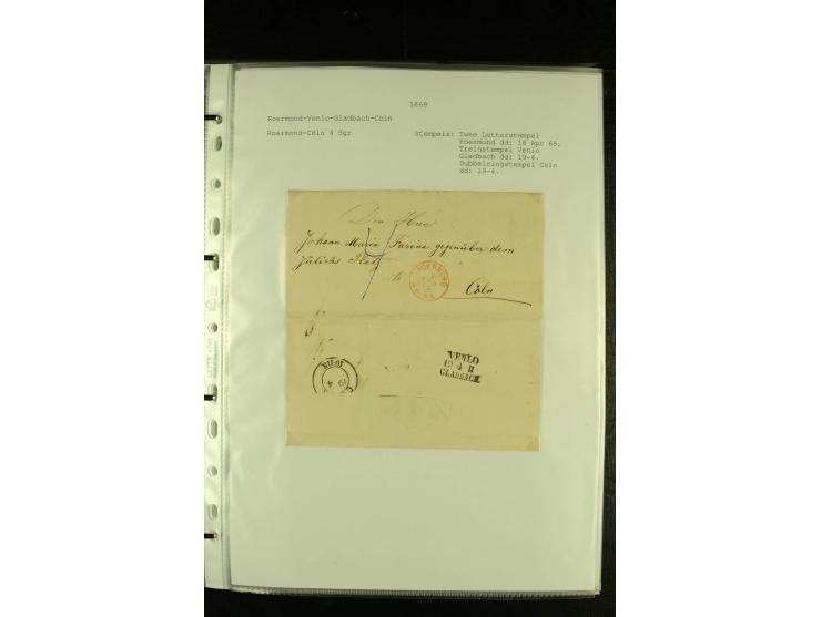 1790/1866, Sammlung "Auslandspost nach bzw. von Holland" mit ca. 90 Vorphila- und markenlosen Briefen auf Albenblättern mit B