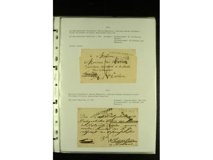 1790/1866, Sammlung "Auslandspost nach bzw. von Holland" mit ca. 90 Vorphila- und markenlosen Briefen auf Albenblättern mit B
