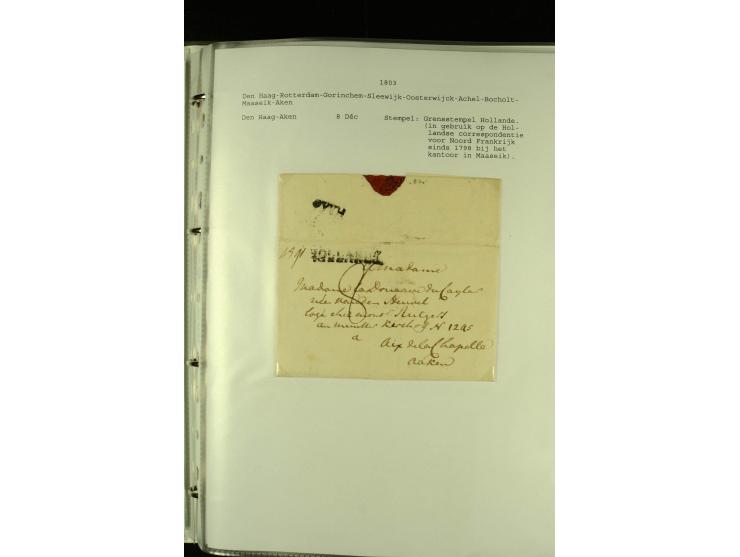 1790/1866, Sammlung "Auslandspost nach bzw. von Holland" mit ca. 90 Vorphila- und markenlosen Briefen auf Albenblättern mit B