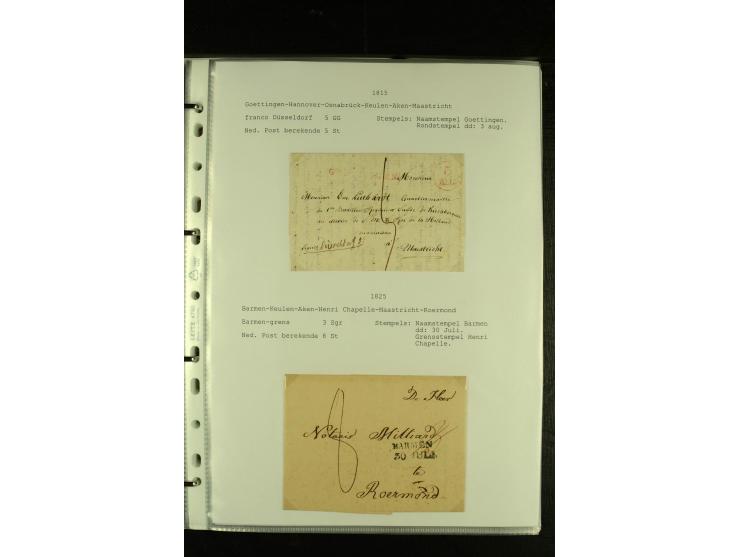 1790/1866, Sammlung "Auslandspost nach bzw. von Holland" mit ca. 90 Vorphila- und markenlosen Briefen auf Albenblättern mit B
