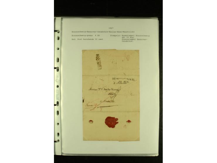 1790/1866, Sammlung "Auslandspost nach bzw. von Holland" mit ca. 90 Vorphila- und markenlosen Briefen auf Albenblättern mit B