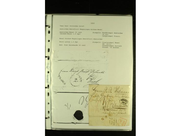 1790/1866, Sammlung "Auslandspost nach bzw. von Holland" mit ca. 90 Vorphila- und markenlosen Briefen auf Albenblättern mit B