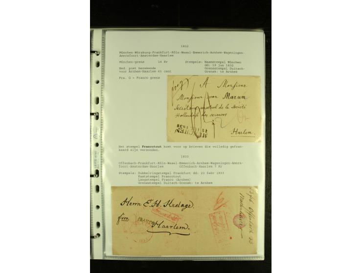 1790/1866, Sammlung "Auslandspost nach bzw. von Holland" mit ca. 90 Vorphila- und markenlosen Briefen auf Albenblättern mit B