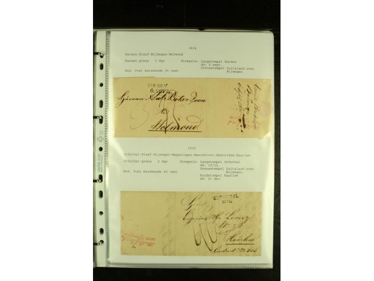 1790/1866, Sammlung "Auslandspost nach bzw. von Holland" mit ca. 90 Vorphila- und markenlosen Briefen auf Albenblättern mit B