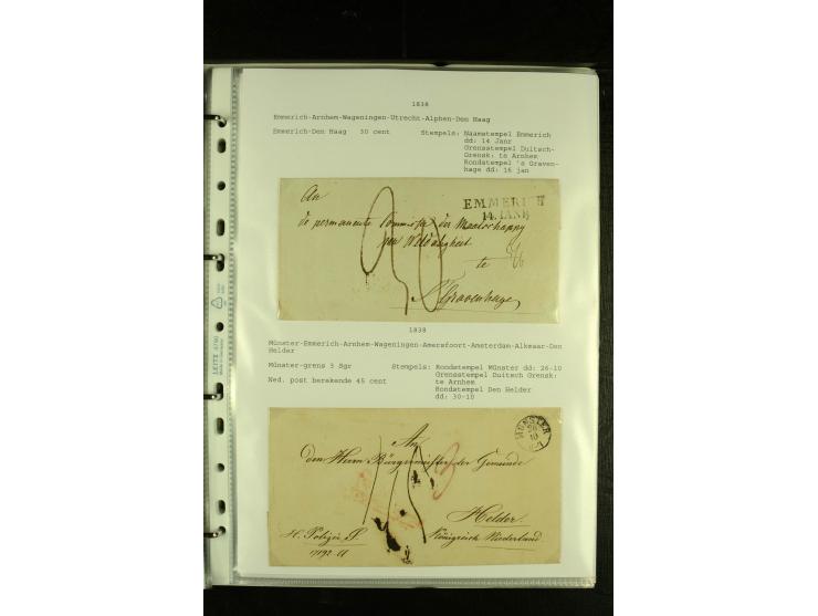 1790/1866, Sammlung "Auslandspost nach bzw. von Holland" mit ca. 90 Vorphila- und markenlosen Briefen auf Albenblättern mit B