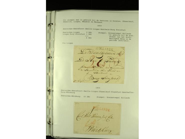 1790/1866, Sammlung "Auslandspost nach bzw. von Holland" mit ca. 90 Vorphila- und markenlosen Briefen auf Albenblättern mit B
