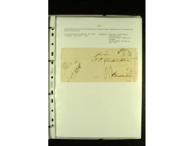 1790/1866, Sammlung "Auslandspost nach bzw. von Holland" mit ca. 90 Vorphila- und markenlosen Briefen auf Albenblättern mit B