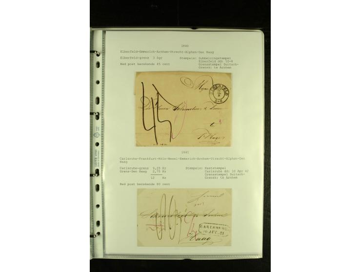 1790/1866, Sammlung "Auslandspost nach bzw. von Holland" mit ca. 90 Vorphila- und markenlosen Briefen auf Albenblättern mit B
