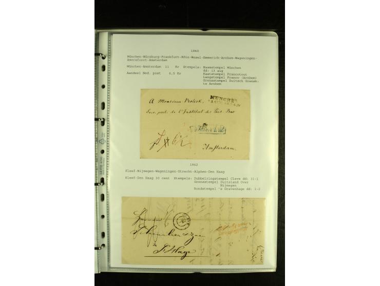 1790/1866, Sammlung "Auslandspost nach bzw. von Holland" mit ca. 90 Vorphila- und markenlosen Briefen auf Albenblättern mit B