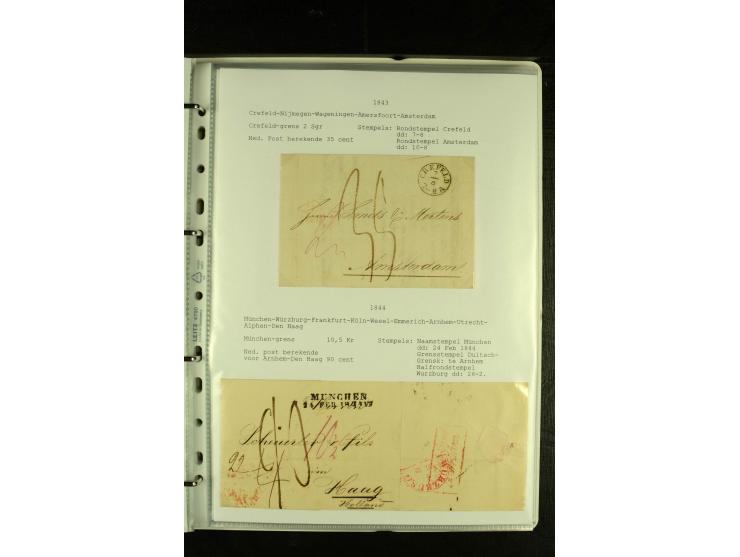 1790/1866, Sammlung "Auslandspost nach bzw. von Holland" mit ca. 90 Vorphila- und markenlosen Briefen auf Albenblättern mit B