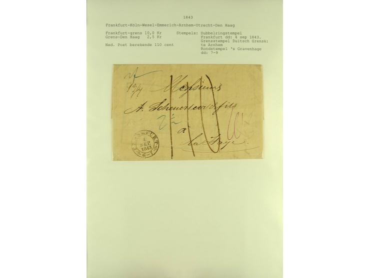 1790/1866, Sammlung "Auslandspost nach bzw. von Holland" mit ca. 90 Vorphila- und markenlosen Briefen auf Albenblättern mit B