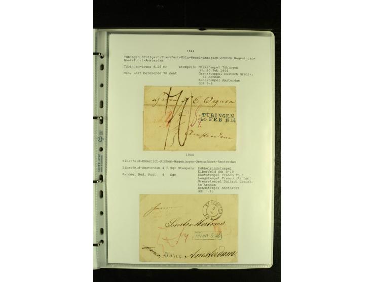 1790/1866, Sammlung "Auslandspost nach bzw. von Holland" mit ca. 90 Vorphila- und markenlosen Briefen auf Albenblättern mit B