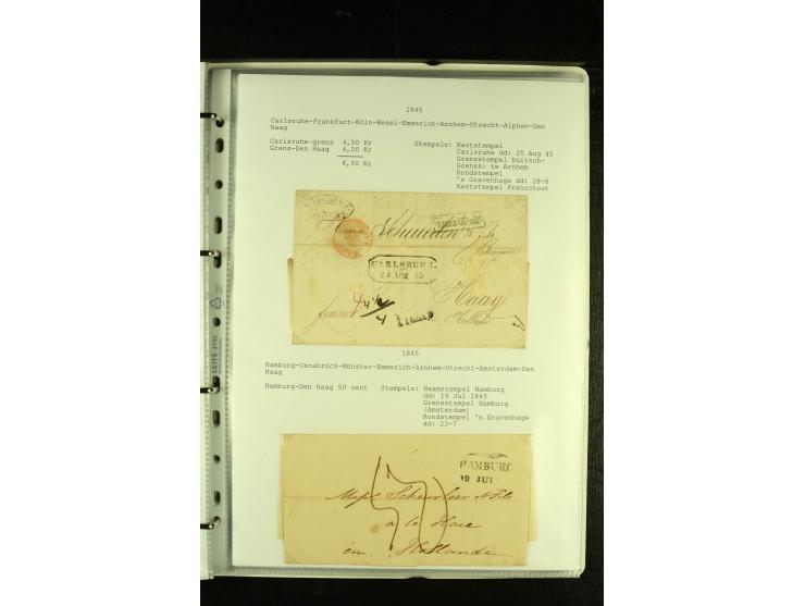 1790/1866, Sammlung "Auslandspost nach bzw. von Holland" mit ca. 90 Vorphila- und markenlosen Briefen auf Albenblättern mit B
