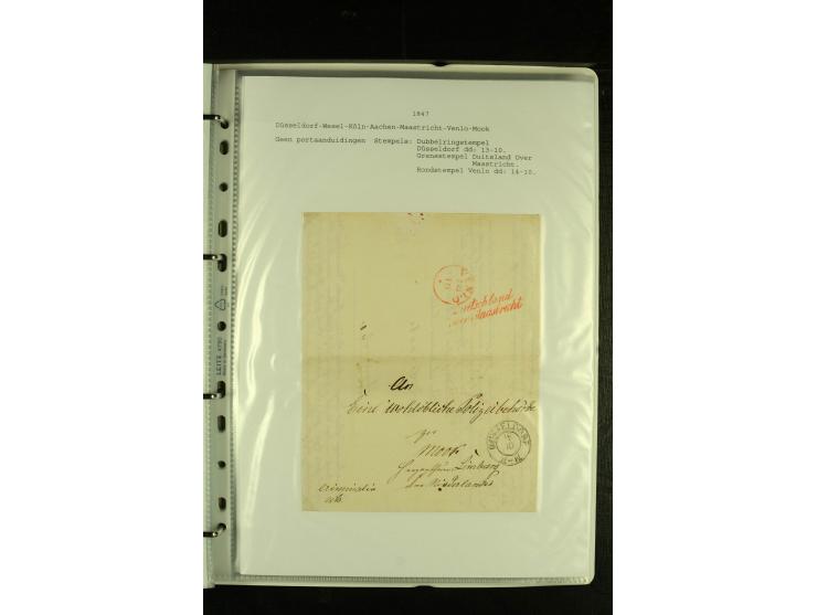1790/1866, Sammlung "Auslandspost nach bzw. von Holland" mit ca. 90 Vorphila- und markenlosen Briefen auf Albenblättern mit B