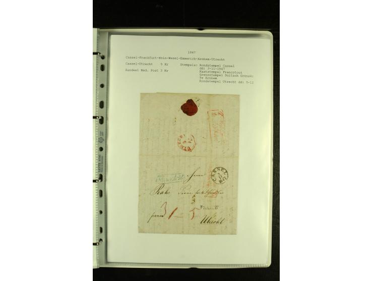 1790/1866, Sammlung "Auslandspost nach bzw. von Holland" mit ca. 90 Vorphila- und markenlosen Briefen auf Albenblättern mit B
