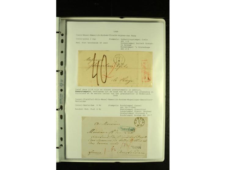 1790/1866, Sammlung "Auslandspost nach bzw. von Holland" mit ca. 90 Vorphila- und markenlosen Briefen auf Albenblättern mit B