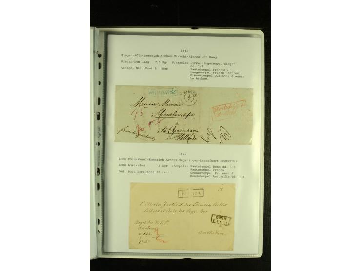 1790/1866, Sammlung "Auslandspost nach bzw. von Holland" mit ca. 90 Vorphila- und markenlosen Briefen auf Albenblättern mit B