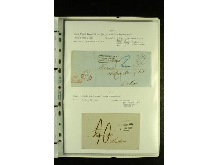 1790/1866, Sammlung "Auslandspost nach bzw. von Holland" mit ca. 90 Vorphila- und markenlosen Briefen auf Albenblättern mit B