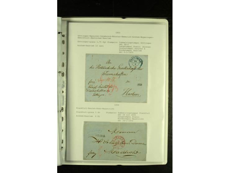 1790/1866, Sammlung "Auslandspost nach bzw. von Holland" mit ca. 90 Vorphila- und markenlosen Briefen auf Albenblättern mit B