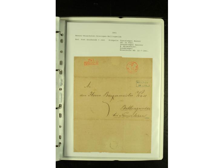 1790/1866, Sammlung "Auslandspost nach bzw. von Holland" mit ca. 90 Vorphila- und markenlosen Briefen auf Albenblättern mit B