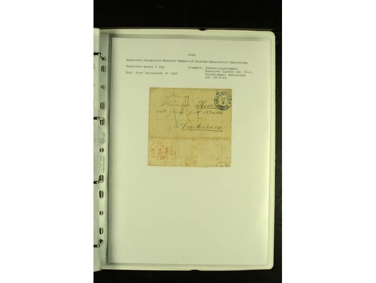 1790/1866, Sammlung "Auslandspost nach bzw. von Holland" mit ca. 90 Vorphila- und markenlosen Briefen auf Albenblättern mit B