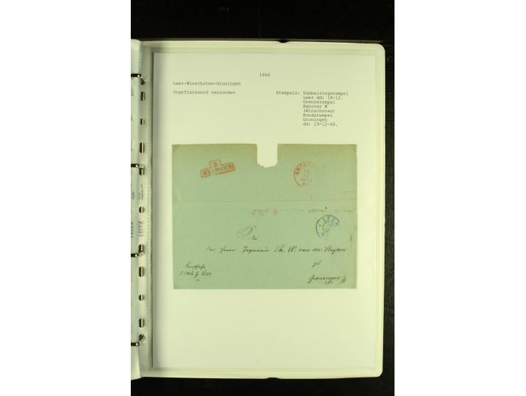 1790/1866, Sammlung "Auslandspost nach bzw. von Holland" mit ca. 90 Vorphila- und markenlosen Briefen auf Albenblättern mit B