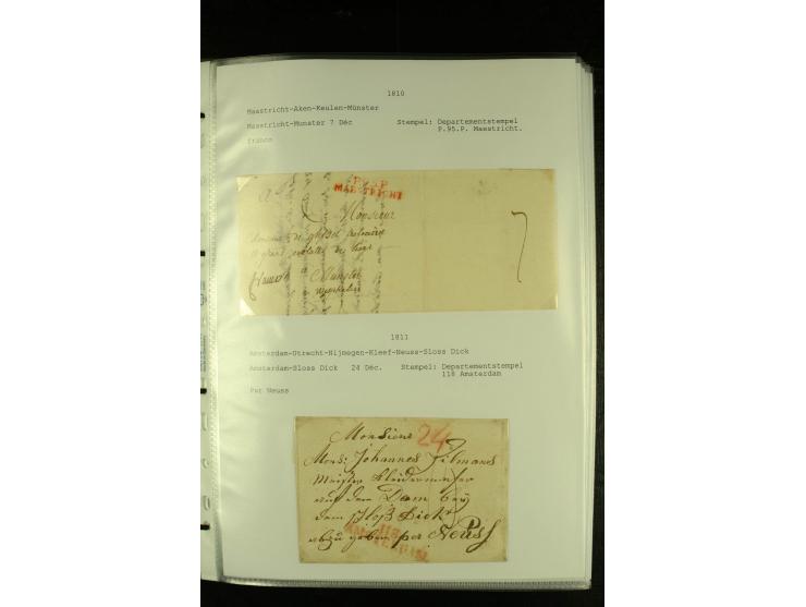1790/1866, Sammlung "Auslandspost nach bzw. von Holland" mit ca. 90 Vorphila- und markenlosen Briefen auf Albenblättern mit B
