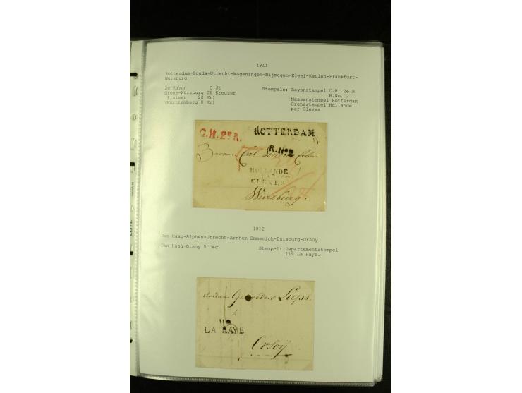 1790/1866, Sammlung "Auslandspost nach bzw. von Holland" mit ca. 90 Vorphila- und markenlosen Briefen auf Albenblättern mit B