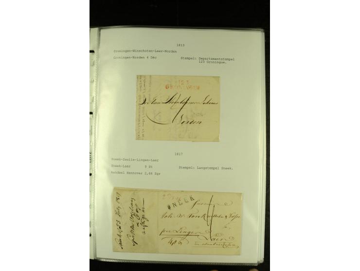 1790/1866, Sammlung "Auslandspost nach bzw. von Holland" mit ca. 90 Vorphila- und markenlosen Briefen auf Albenblättern mit B