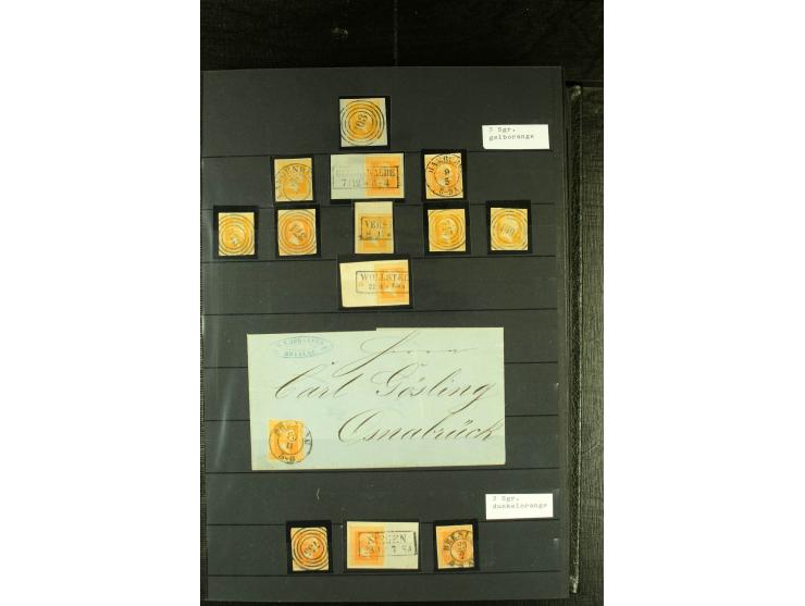 1850/67, reichhaltige, fast ausschließlich gestempelte Sammlung mit vielen Briefstücken, kleinen Einheiten, Randstücken und B