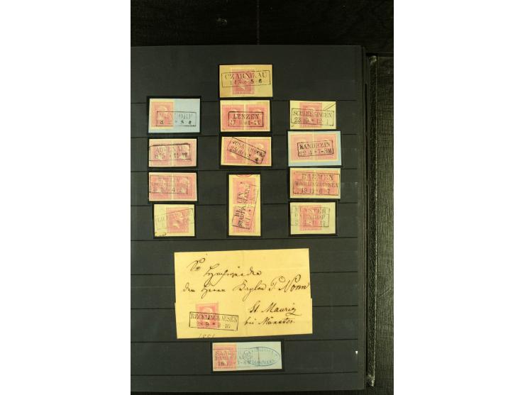 1850/67, reichhaltige, fast ausschließlich gestempelte Sammlung mit vielen Briefstücken, kleinen Einheiten, Randstücken und B