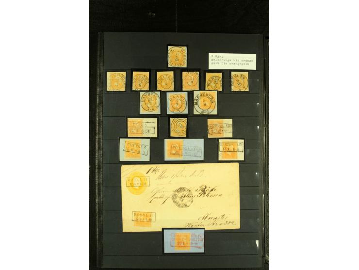 1850/67, reichhaltige, fast ausschließlich gestempelte Sammlung mit vielen Briefstücken, kleinen Einheiten, Randstücken und B