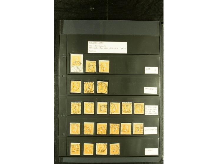 1850/67, reichhaltige, fast ausschließlich gestempelte Sammlung mit vielen Briefstücken, kleinen Einheiten, Randstücken und B