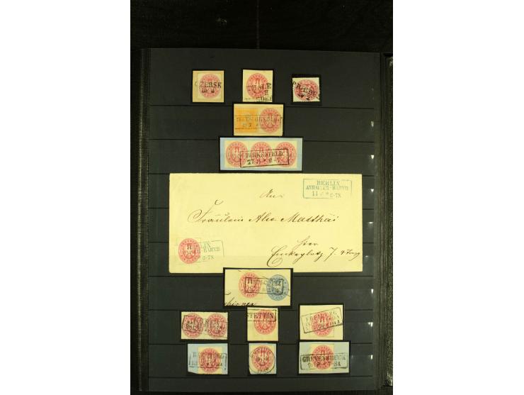 1850/67, reichhaltige, fast ausschließlich gestempelte Sammlung mit vielen Briefstücken, kleinen Einheiten, Randstücken und B