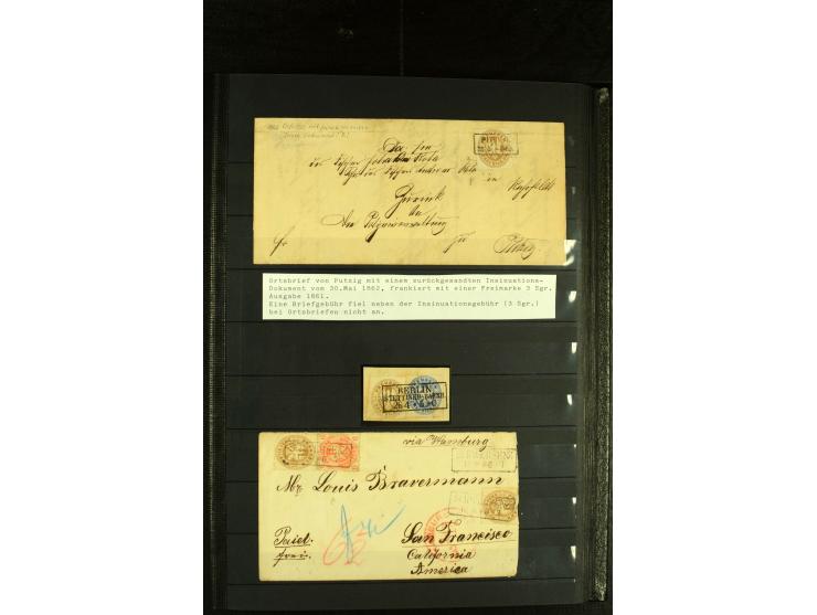 1850/67, reichhaltige, fast ausschließlich gestempelte Sammlung mit vielen Briefstücken, kleinen Einheiten, Randstücken und B
