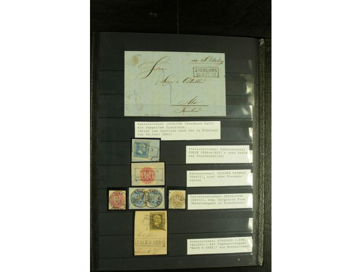 1850/67, reichhaltige, fast ausschließlich gestempelte Sammlung mit vielen Briefstücken, kleinen Einheiten, Randstücken und B