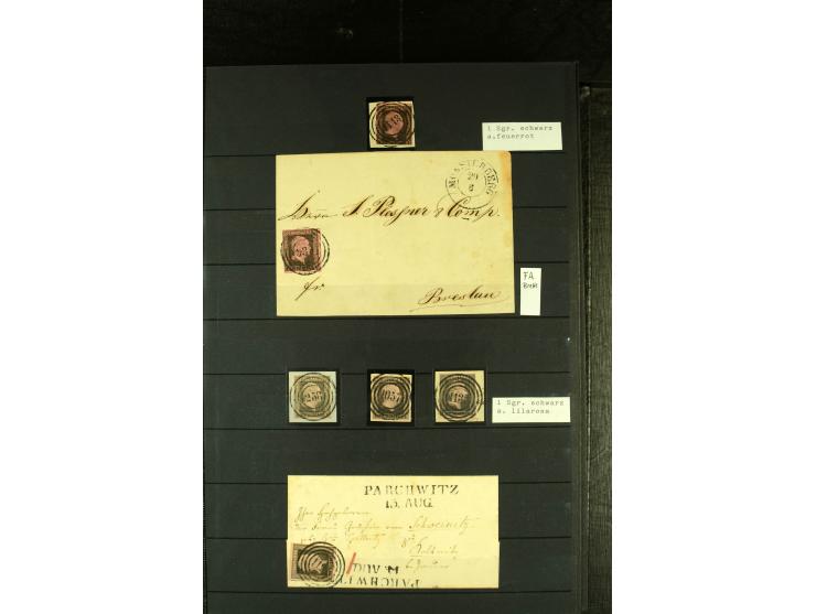 1850/67, reichhaltige, fast ausschließlich gestempelte Sammlung mit vielen Briefstücken, kleinen Einheiten, Randstücken und B