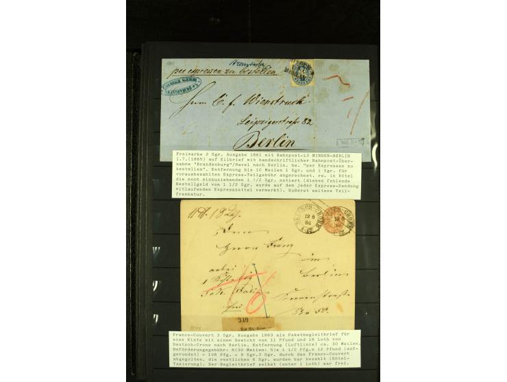 1850/67, reichhaltige, fast ausschließlich gestempelte Sammlung mit vielen Briefstücken, kleinen Einheiten, Randstücken und B