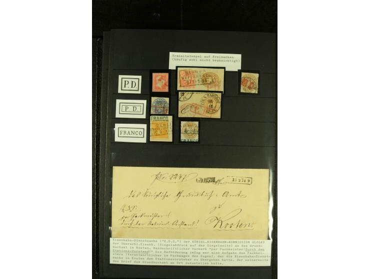 1850/67, reichhaltige, fast ausschließlich gestempelte Sammlung mit vielen Briefstücken, kleinen Einheiten, Randstücken und B
