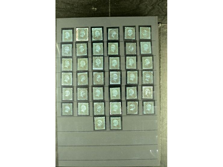 1850/67, reichhaltige, fast ausschließlich gestempelte Sammlung mit vielen Briefstücken, kleinen Einheiten, Randstücken und B