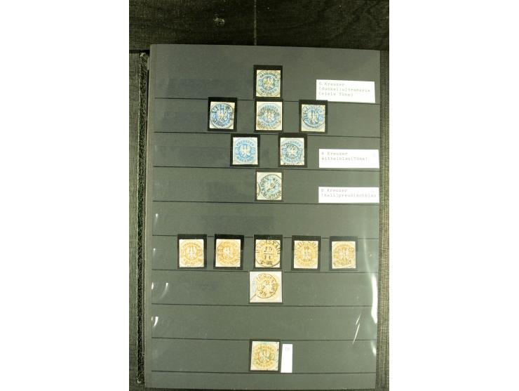 1850/67, reichhaltige, fast ausschließlich gestempelte Sammlung mit vielen Briefstücken, kleinen Einheiten, Randstücken und B