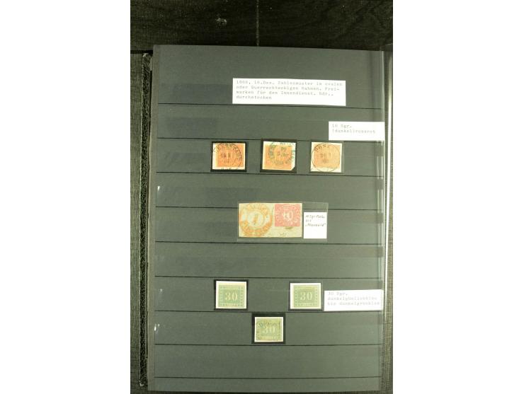 1850/67, reichhaltige, fast ausschließlich gestempelte Sammlung mit vielen Briefstücken, kleinen Einheiten, Randstücken und B